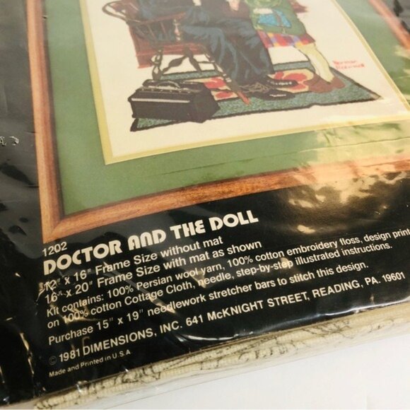 Vintage Dimensions Crewel Needlepoint Kit 1981 Doctor and the Doll Granny Core - Picture 2 of 3